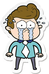 sticker of a cartoon crying man