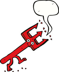 cartoon devil fork with speech bubble