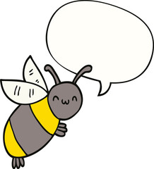 cute cartoon bee and speech bubble