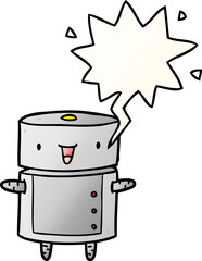 cute cartoon robot and speech bubble in smooth gradient style