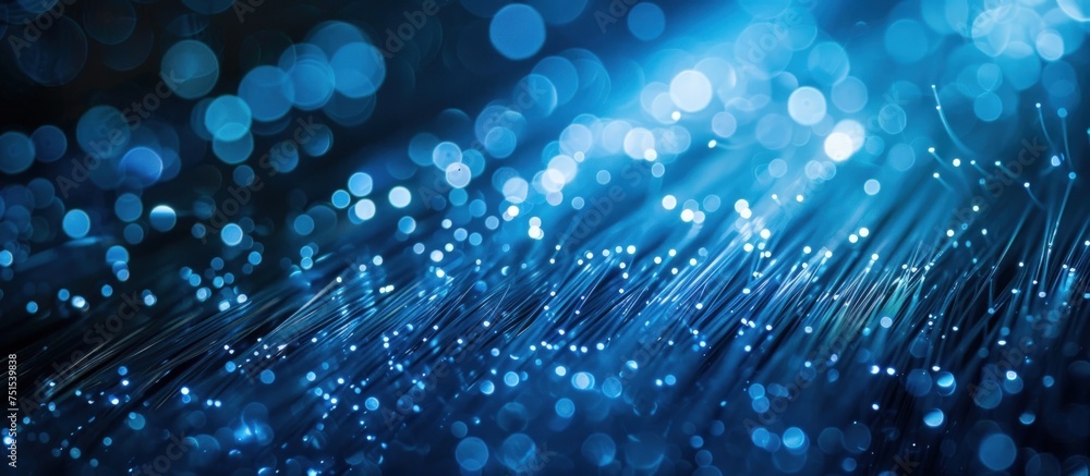 Poster dynamic abstract light fibers that intertwine and blend with neon colors on a dark background