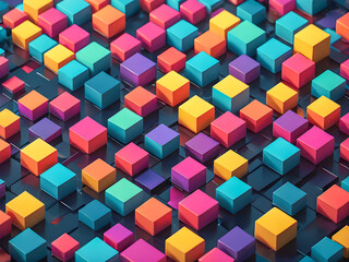 Obraz premium Abstract background with colorful cubes. 3d illustration.