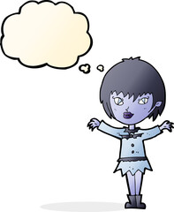 cartoon vampire girl with thought bubble