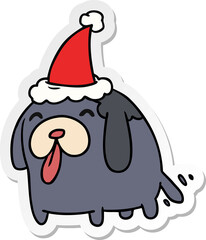 christmas sticker cartoon of kawaii dog