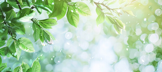 Spring rain on branches banner
