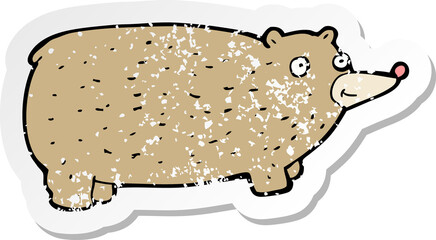 retro distressed sticker of a funny cartoon bear