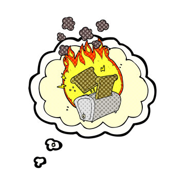 recommend clip art: thought bubble cartoon burning toaster
