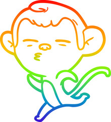 rainbow gradient line drawing cartoon suspicious monkey