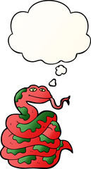 cartoon snake and thought bubble in smooth gradient style