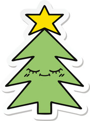 Obraz premium sticker of a cute cartoon christmas tree
