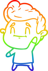 rainbow gradient line drawing happy cartoon man