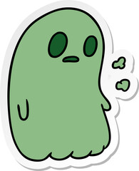 sticker cartoon of a kawaii cute ghost