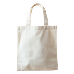 A white canvas bag with a gold trim Isolated on transparent background, PNG