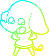 cold gradient line drawing cute cartoon elephant