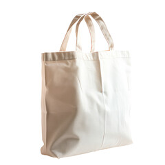 A white canvas bag with a gold trim Isolated on transparent background, PNG