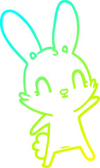 cold gradient line drawing cute cartoon rabbit