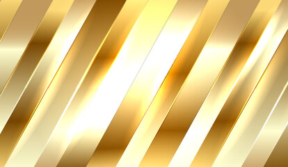 Obraz premium Gold stage scene with glitter light effects decorations and bokeh. Luxury background design concept. Vector illustration.