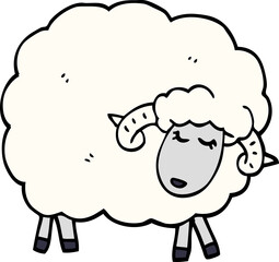 cartoon doodle sheep with horns