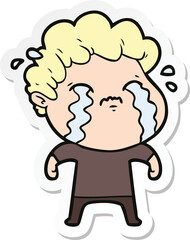 sticker of a cartoon man crying
