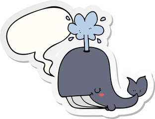 cartoon whale and speech bubble sticker
