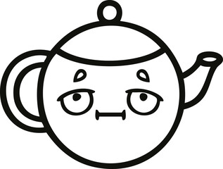 line drawing cartoon teapot