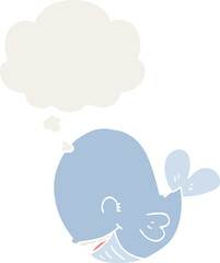 cartoon whale and thought bubble in retro style