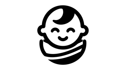 baby smiles, stylized line logo. simple vector illustration on white background