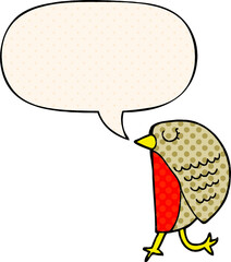 cartoon bird and speech bubble in comic book style