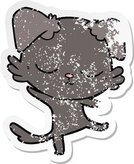 distressed sticker of a cute cartoon dog