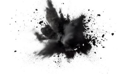 A black cloud of smoke is blowing in the wind Isolated on transparent background, PNG