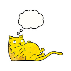 thought bubble textured cartoon fat cat