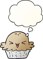 cute cartoon pie and thought bubble in smooth gradient style