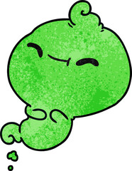 textured cartoon of kawaii scary ghost