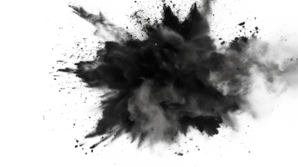 A black cloud of smoke is blowing in the wind Isolated on transparent background, PNG