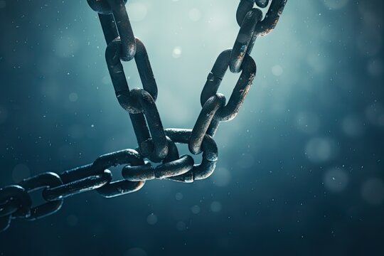 Old Hanging Chains Texture Background, Broken Chain Links Mockup, Thick Metal Chain