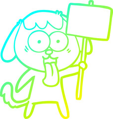 cold gradient line drawing cute cartoon dog