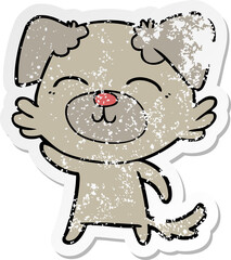 distressed sticker of a cartoon dog