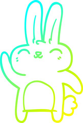 cold gradient line drawing cartoon happy rabbit
