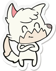 sticker of a cartoon happy fox