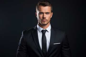 Generative AI photo of handsome caucasian businessman boss modern business company office worker