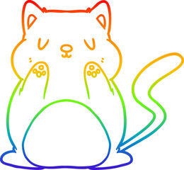 rainbow gradient line drawing cartoon cat