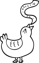 black and white cartoon song bird