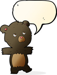 cartoon cute black bear with speech bubble