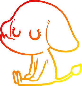 recommend clip art: warm gradient line drawing cute cartoon elephant