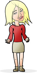 cartoon woman shrugging shoulders