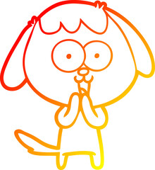warm gradient line drawing cute cartoon dog