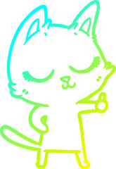 cold gradient line drawing calm cartoon cat