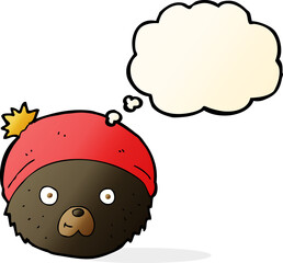 Fototapeta premium cartoon teddy bear face with thought bubble