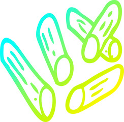 cold gradient line drawing cartoon pasta shapes