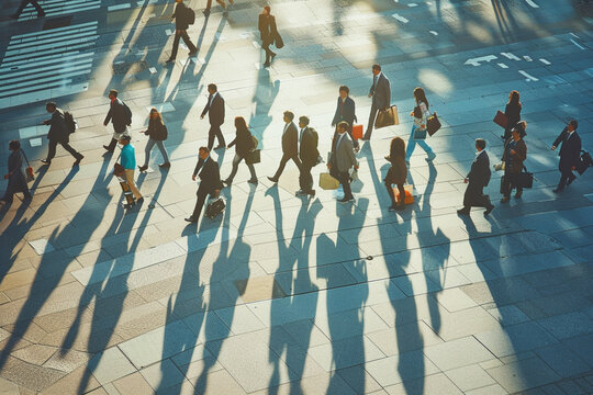 Top view of People walking in the city centre